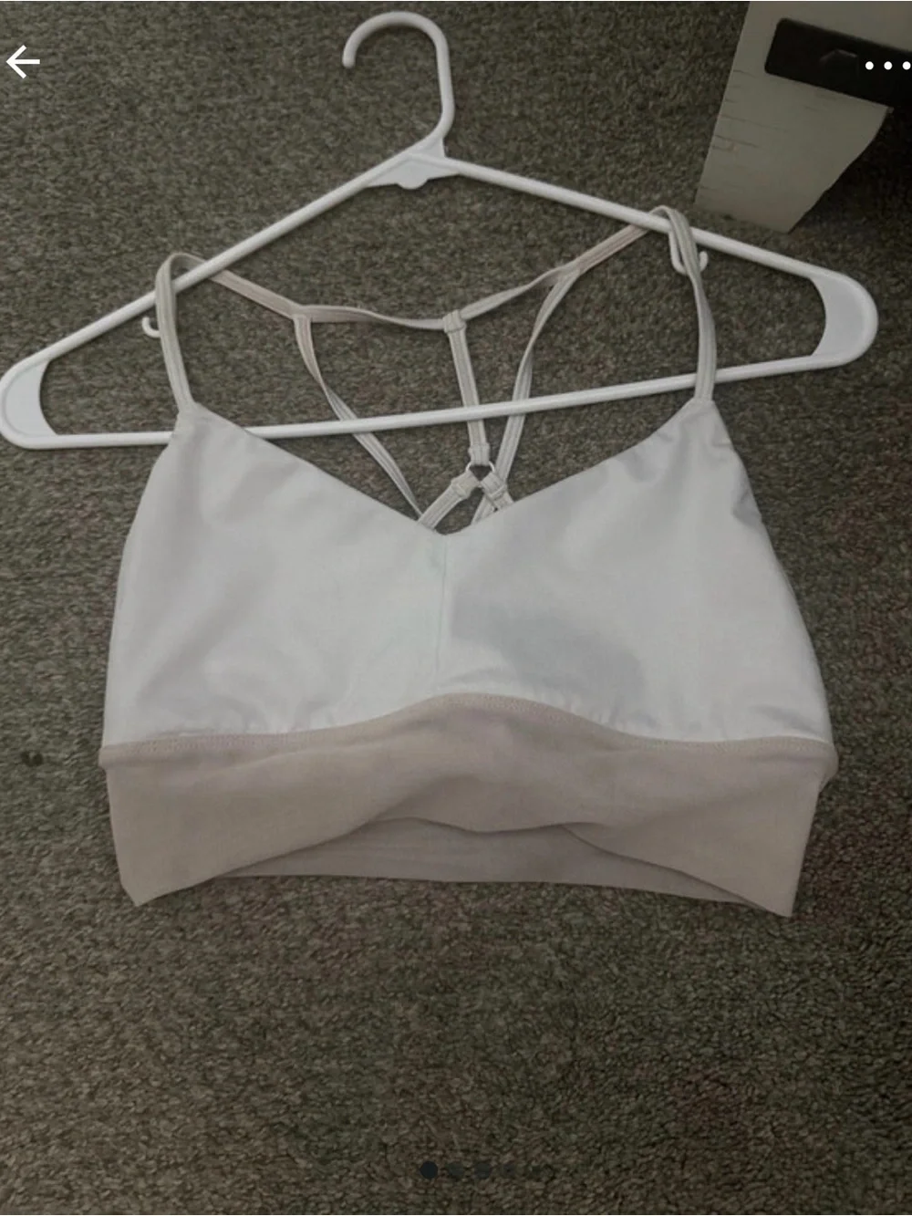 ALO Yoga Two-Tone Strappy Bralette in White & Beige